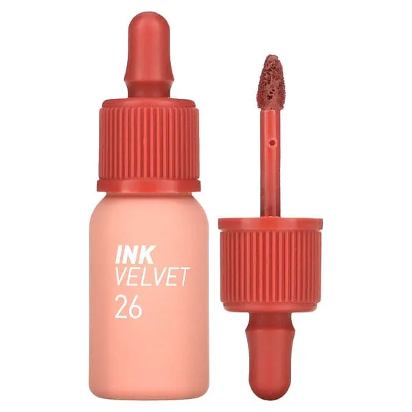 Peripera Ink the Velvet Lip Tint | High Pigment Color, Longwear, Weightless, Not Animal Tested, Gluten-Free, Paraben-Free | 0.14 fl oz (026 WELL-MADE NUDE)