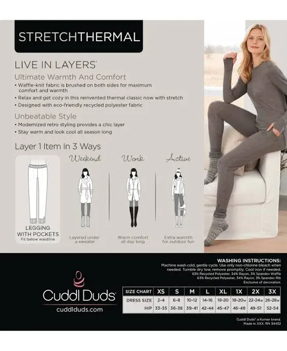 "Women's Stretch Thermal Mid-Rise Leggings"