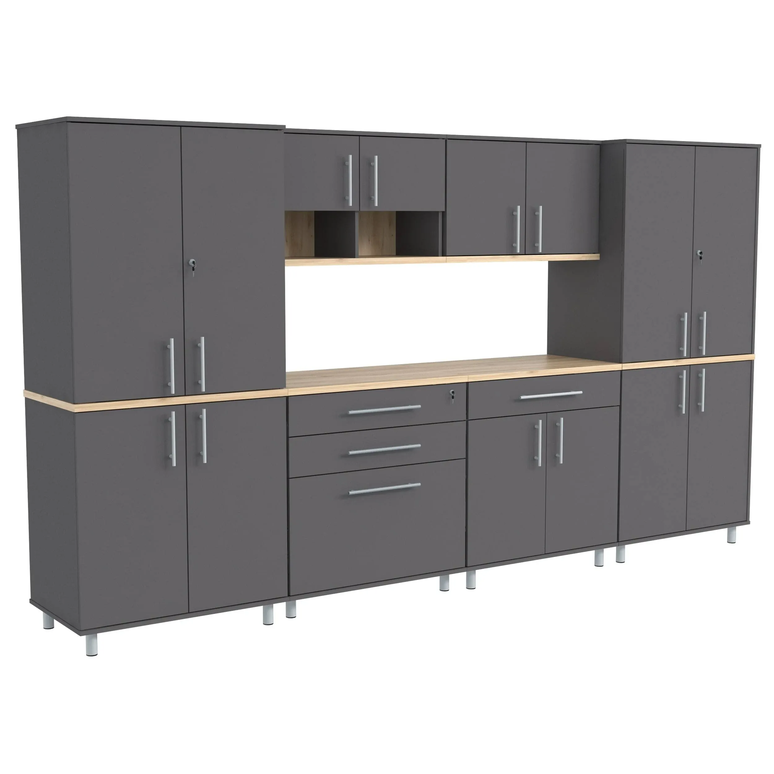 Inval Kratos 5 Piece Engineered Wood Garage Storage System in Dark Gray