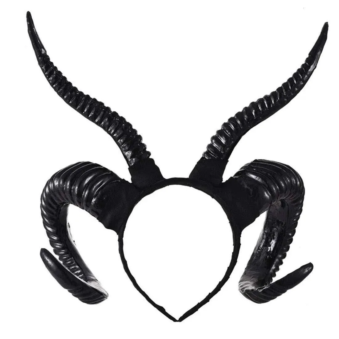 Qhome Gothic Antelope Sheep Horn Hoop Headband L Black