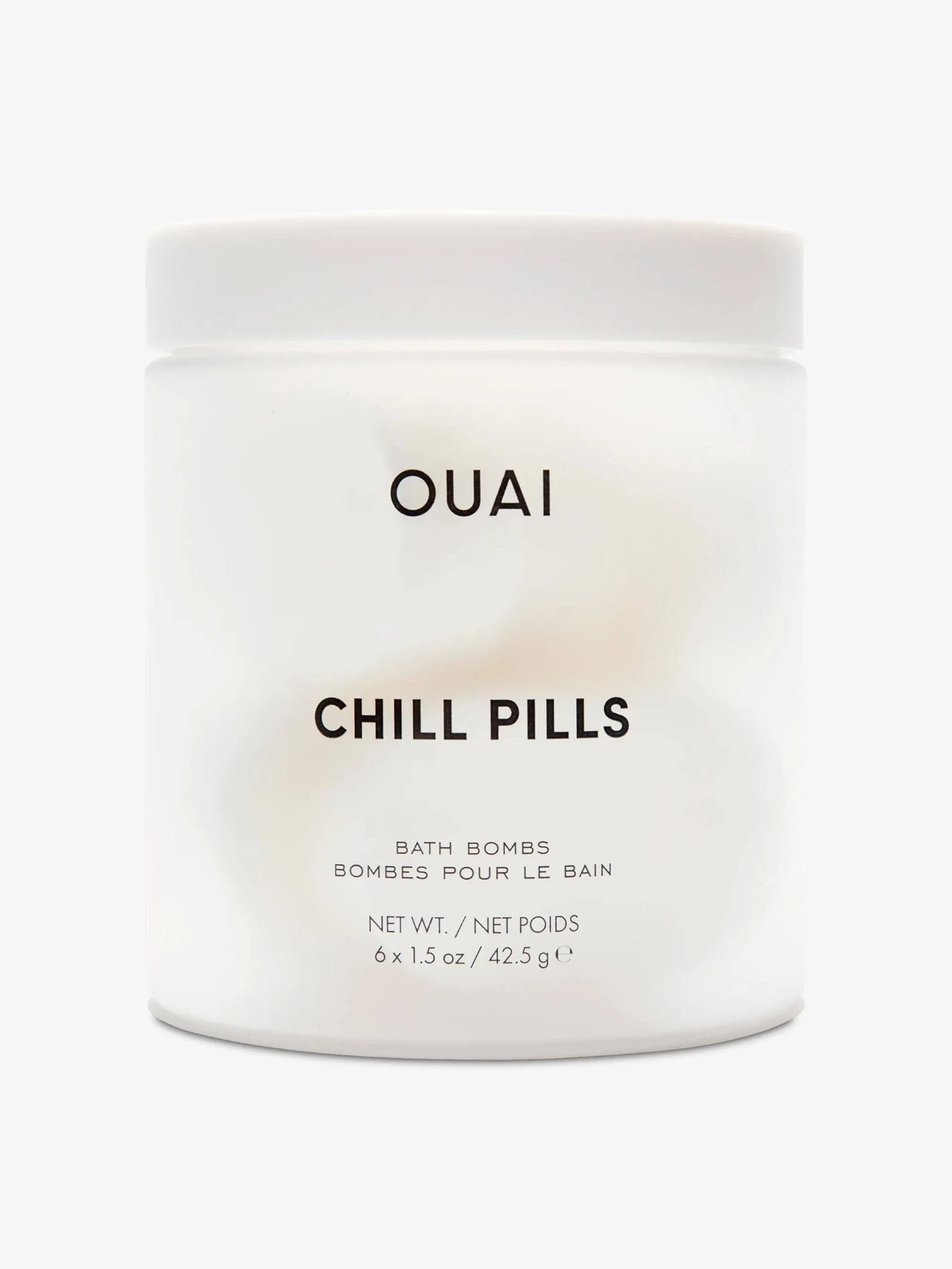 OUAI Chill Pills - Bath Bombs Scented with Jasmine and Rose - Safflower, Hemp Seed & Jojoba Oil to Improve Texture, Calm & Moisturize Dry Skin - Includes 6 Relaxing Bath Bombs (1.5 Oz Each)