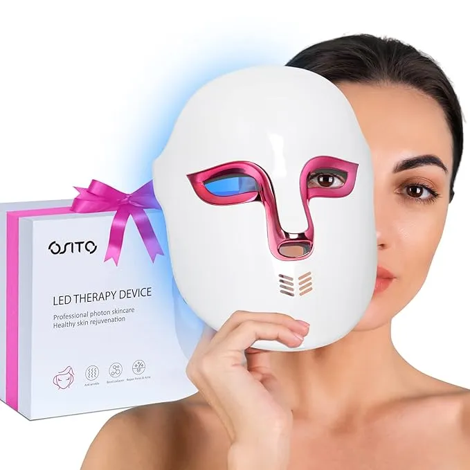 LED Light Therapy Facial Mask (FSA/HSA Eligible) Acne Treatment LED Mask Facial Therapy Red Light Reduces Wrinkles for Acne Face Skin Treatment