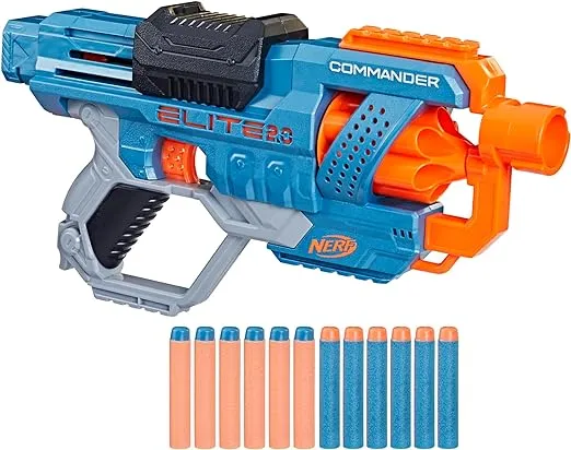 Nerf Elite 2.0 Commander RD-6 Dart Blaster, 12 Darts, 6-Dart Rotating Drum, Blasters, Kids Outdoor Toys for 8 Year Old Boys & Girls and Up