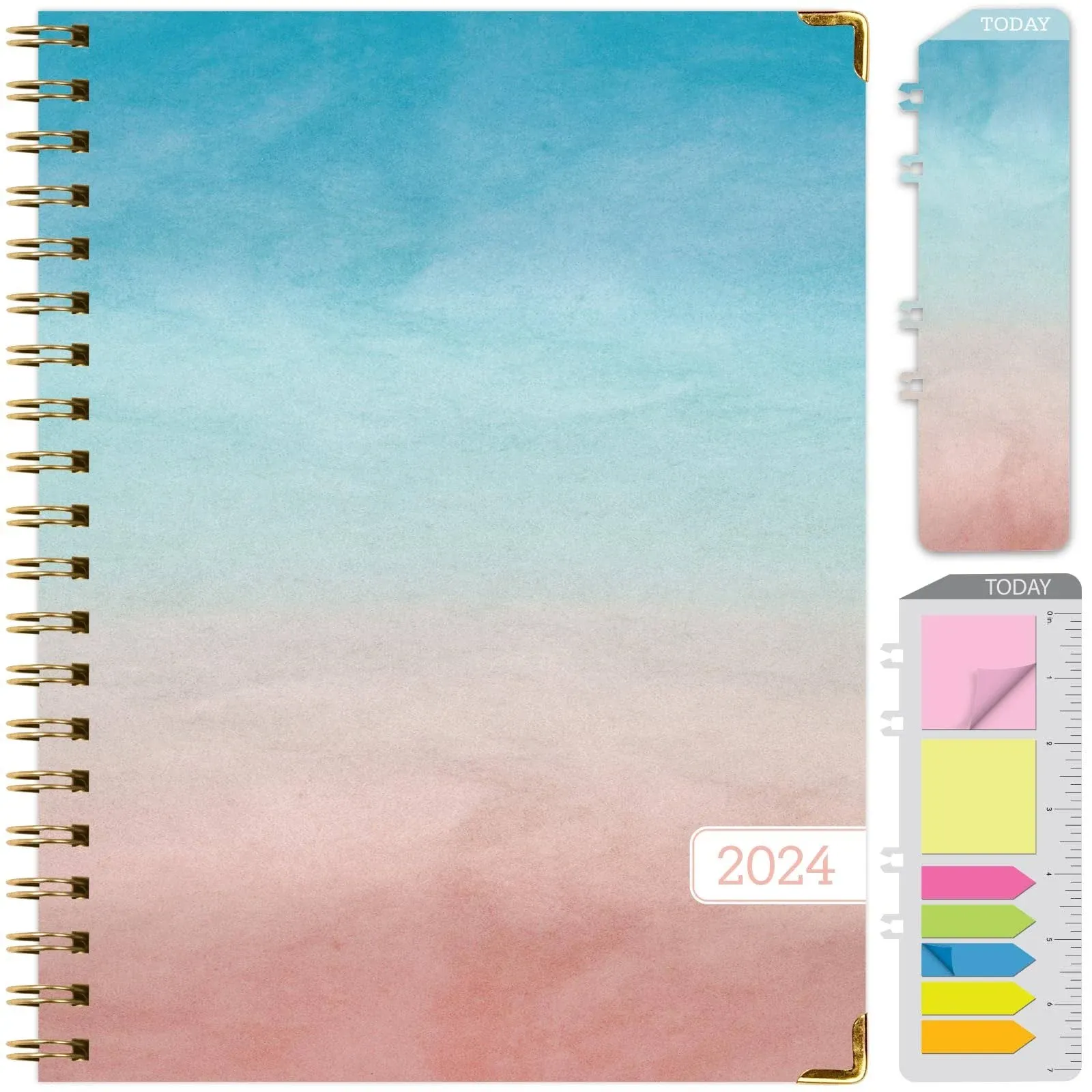 Hardcover Cy 2024 Fashion Planner - 8.5 inchx11 inch (Blue Pink Gradient), Size ...