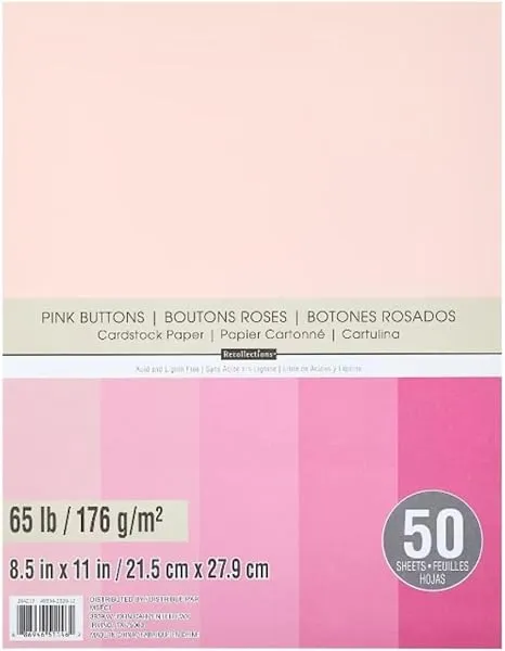 Recollections Cardstock Paper 8 1/2 x 11 Pink Buttons - 50 Sheets