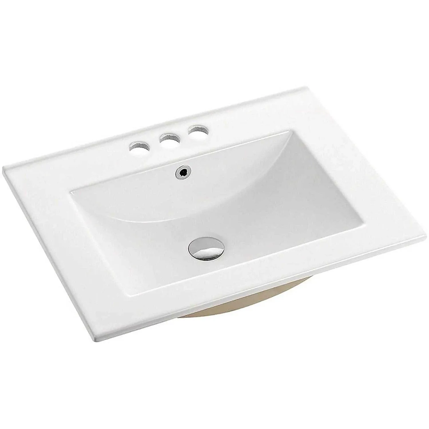 Swiss Madison 24 in. Ceramic Vanity Top with 3-Faucet Holes with White Basin SM-VT324-3