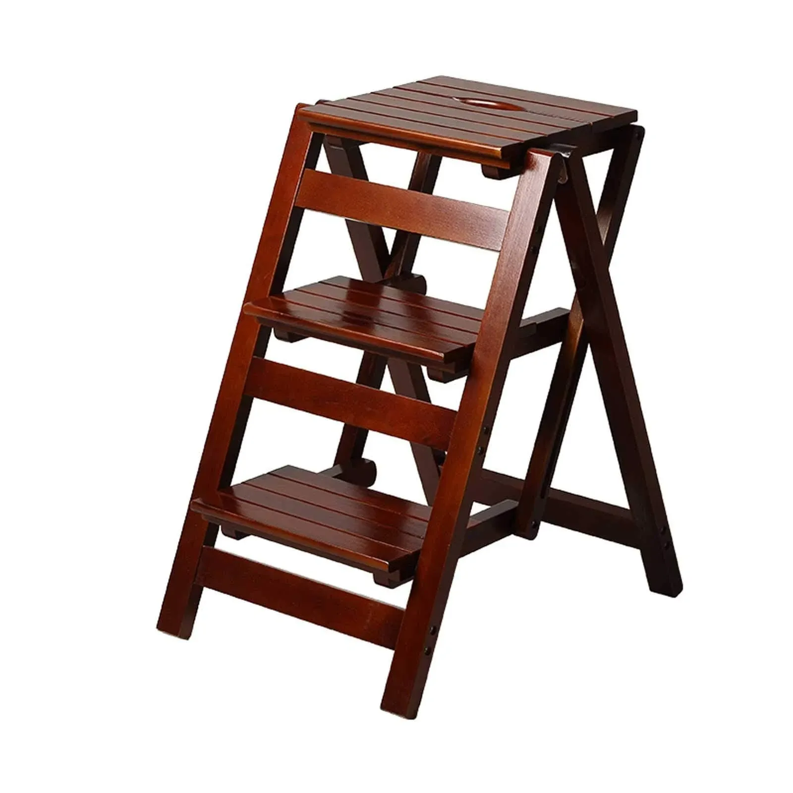 Bidesen 3 Step Stool Wooden Folding Ladder Chair Thickened Library Stair Chair ...