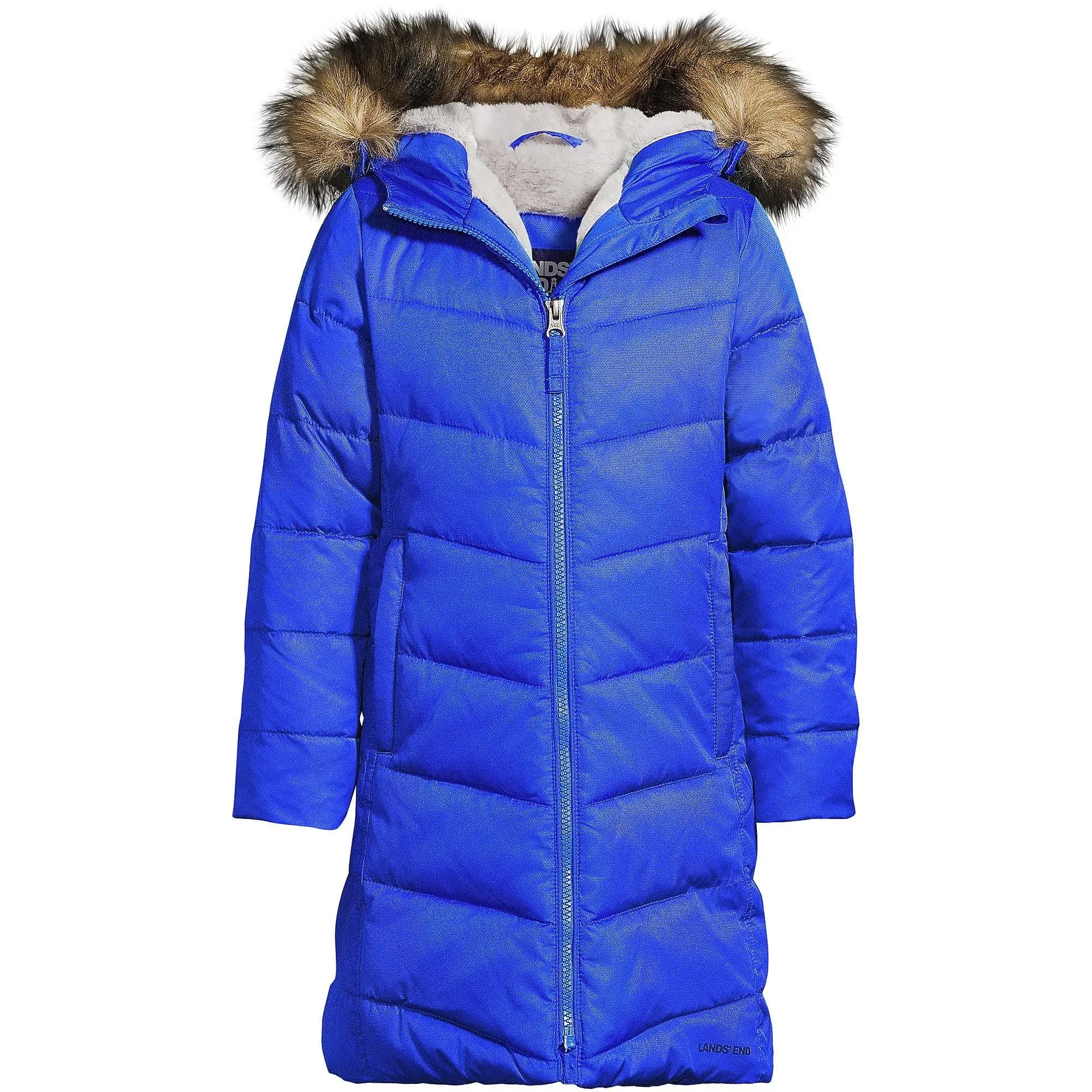 Lands' End Girls' Fleece-Lined Down Alternative ThermoPlume Coat