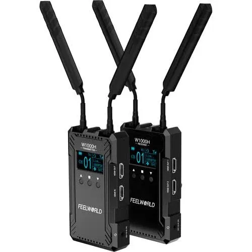 FEELWORLD W1000H Wireless HDMI Video Transmission System Include Transmitter Receiver 1000FT Transmission Range 0.08S Low Latency Full Duplex Intercom Live Streaming