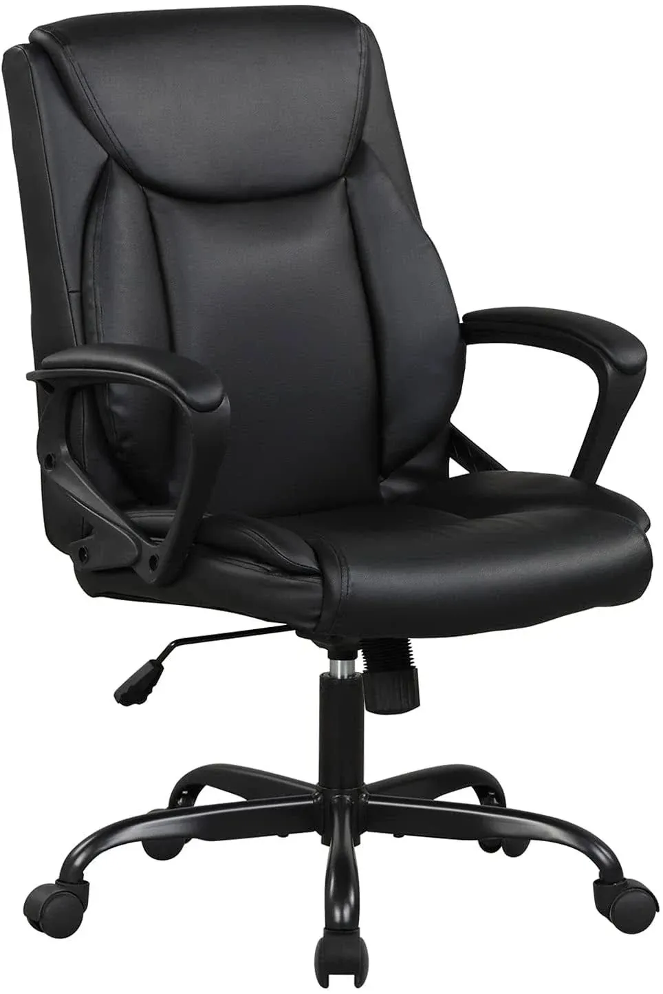 Home Office Chair Ergonomic Desk Chair PU Leather Task Chair Executive Rolling Swivel Mid Back Computer Chair with Lumbar Support Armrest Adjustable