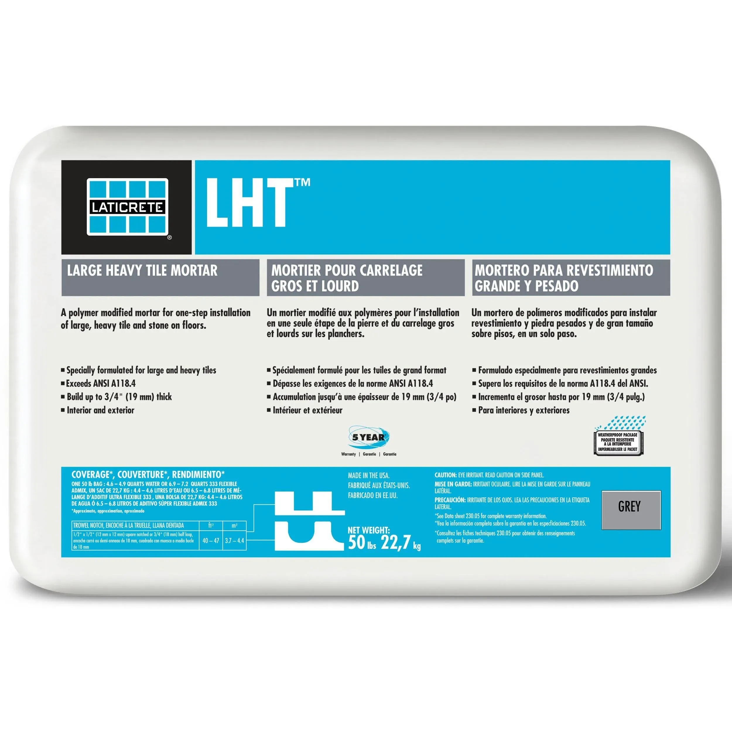 Laticrete LHT Thinset - 50 lbs Grey