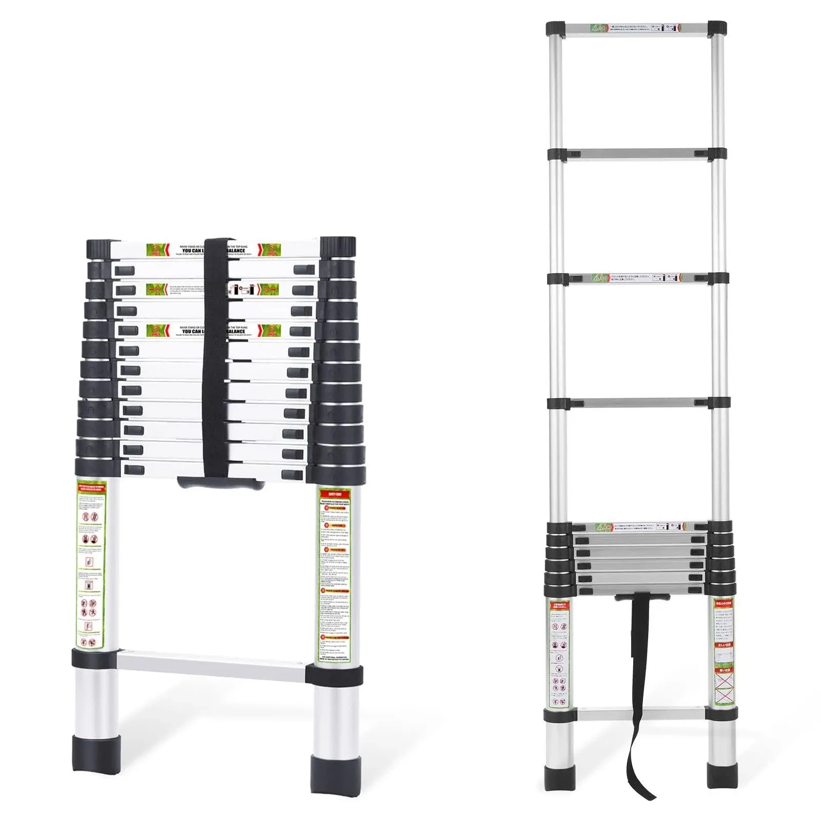 Extension Ladder RIKADE Aluminum Telescoping Ladder with Non-Slip Feet, Portable Telescopic Ladder for Household and Outdoor