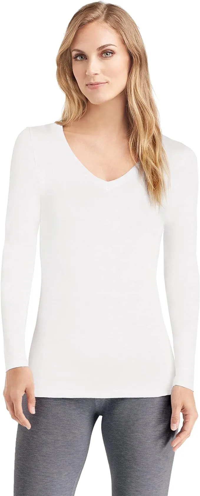 Cuddl Duds Women's Softwear with Stretch Long Sleeve V-Neck Top for