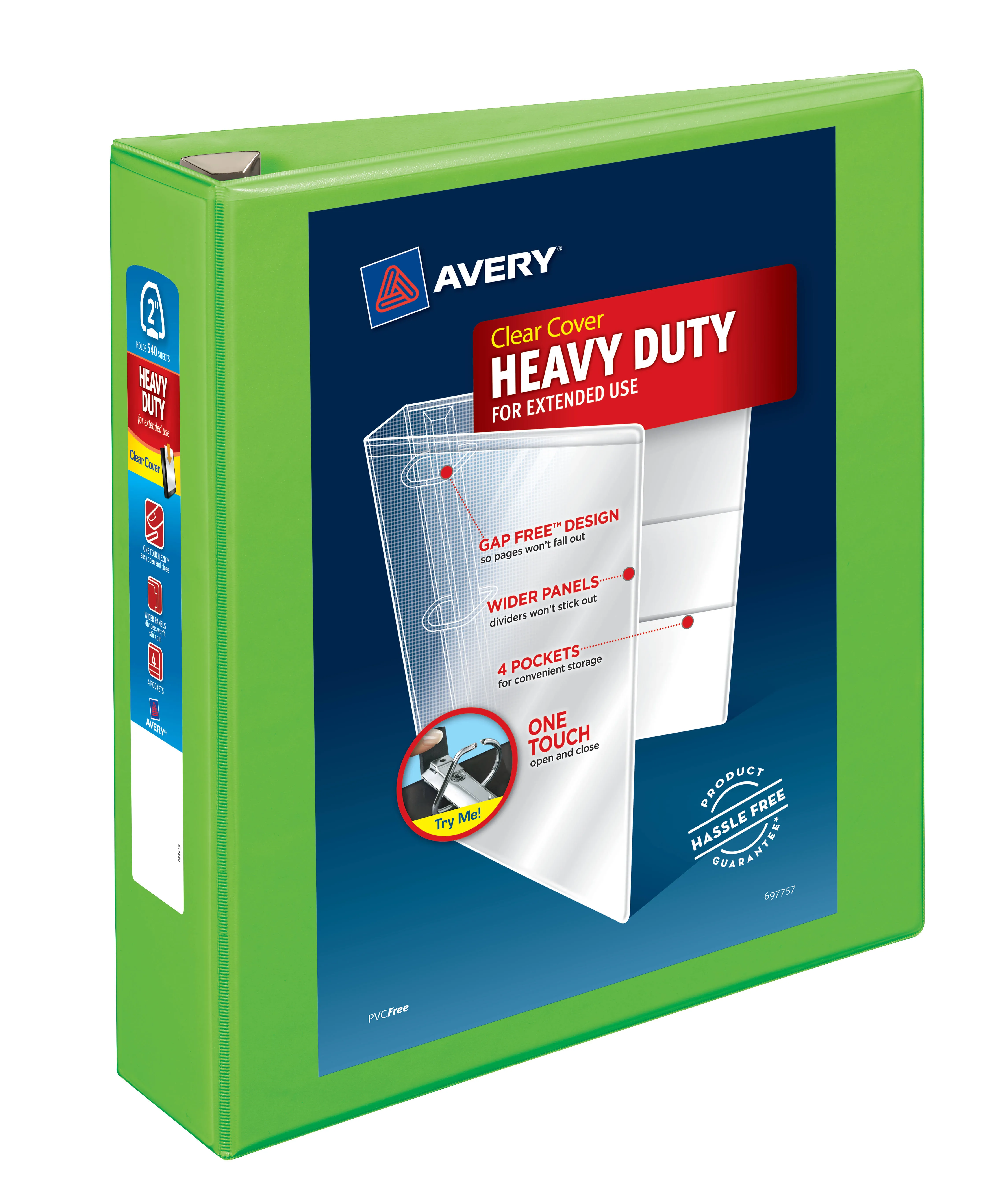 Avery® 79776 Chartreuse Heavy-Duty View Binder with 2" Locking One Touch EZD Rings