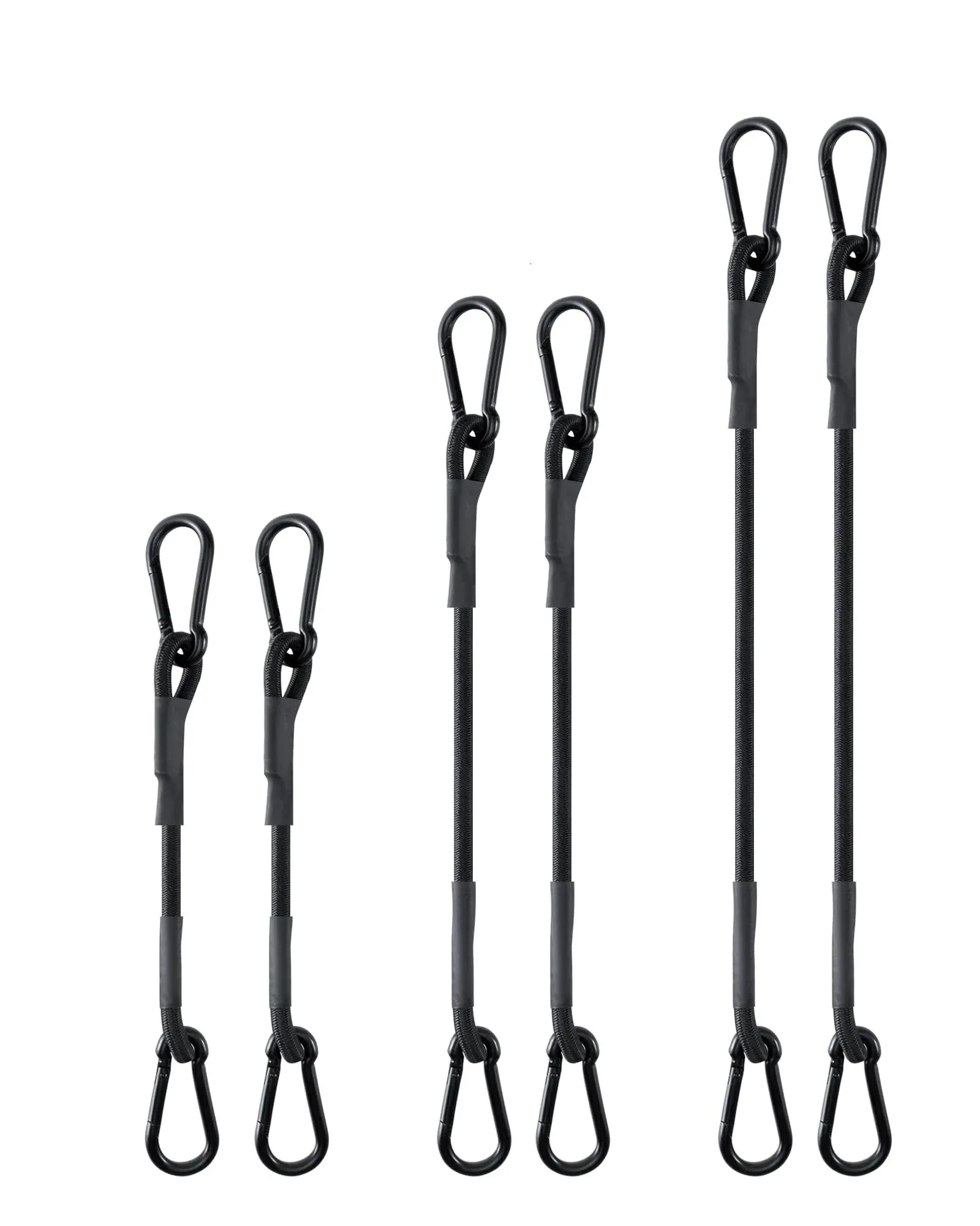 Lucky Straps 8 Pcs 2 Inch Short Small Bungee Cords with Aluminum Alloy Carabiner Hooks, Black Mini UV Resistant Bungee Straps with Superior Elasticity, Great for Cargo, Bike, Kayak Boat, Luggage, etc