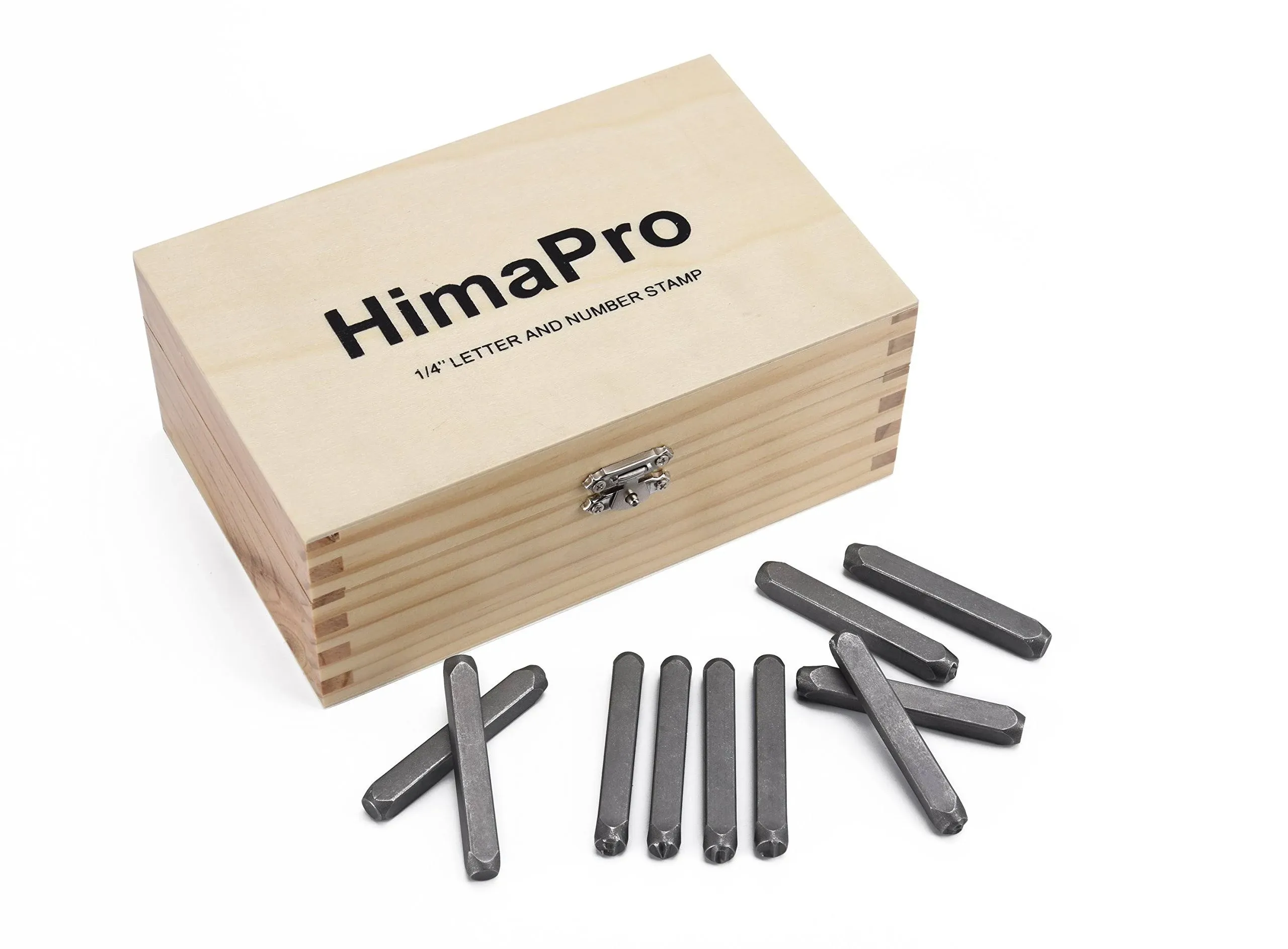 HimaPro 1/4 inch 6mm Letter and Number Stamp Set 36pcs 40Cr Alloy Steel Metal &