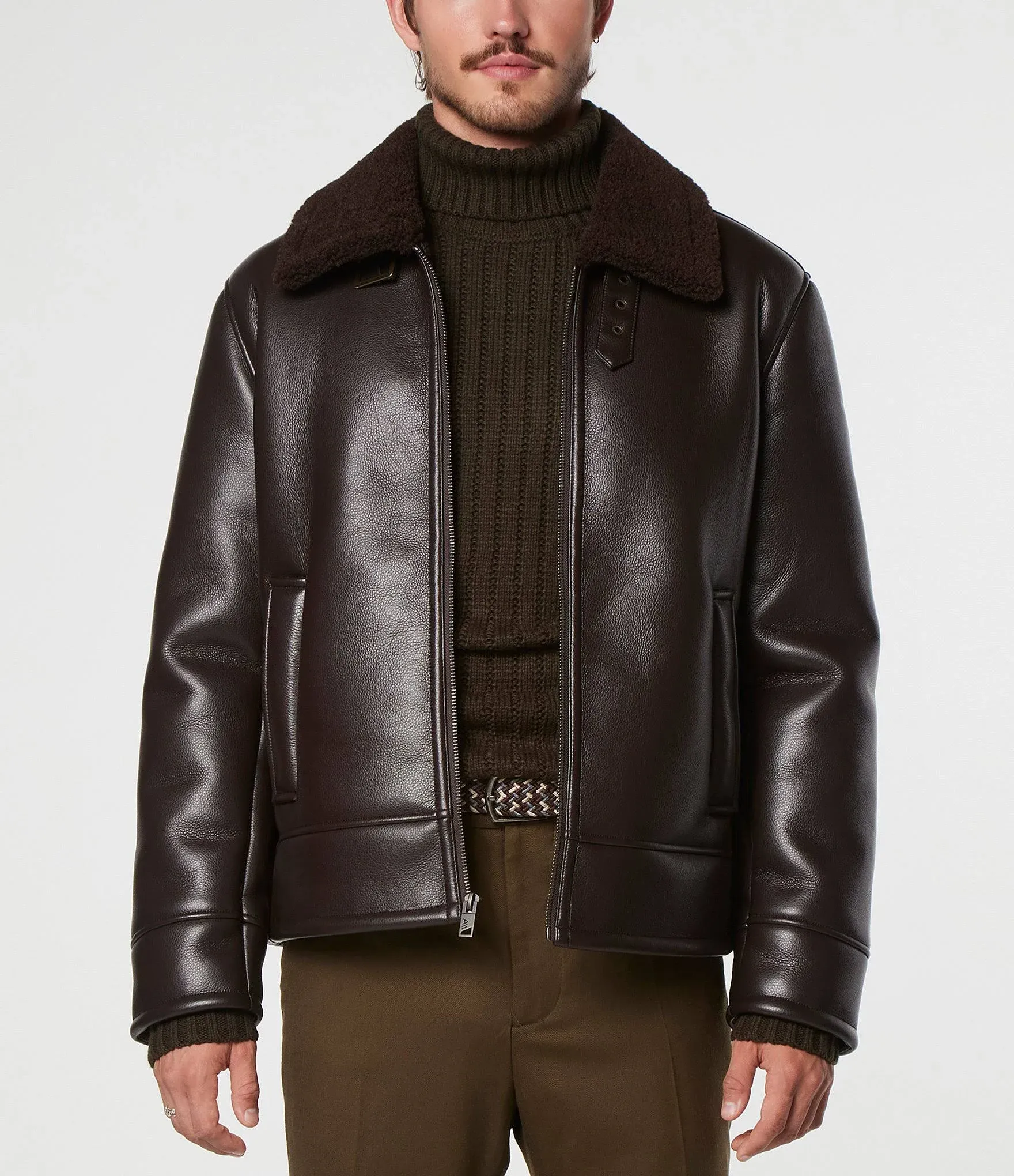 Andrew Marc Men's Cadman Faux Shearling Pilot Jacket