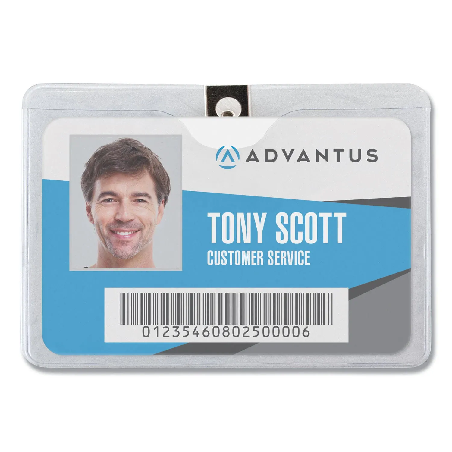 ADVANTUS Security and ID Badge Holder with Clip, Horizontal, 4 x 3" Insert Size, Vinyl, Box of 50 (75456)