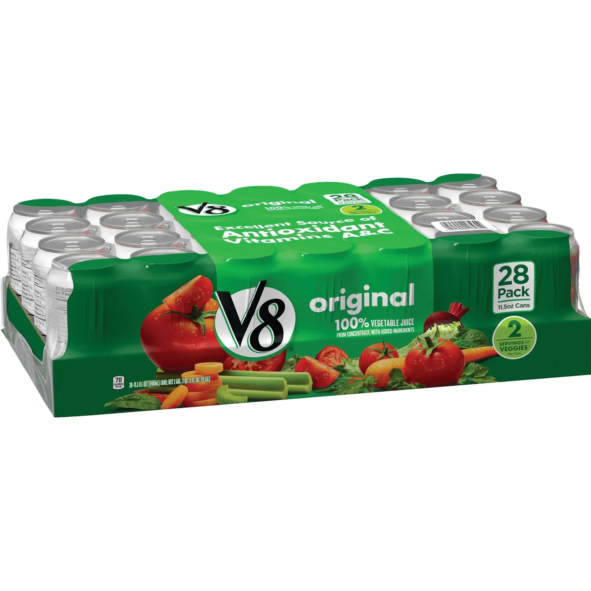 V8 Low Sodium Original 100% Vegetable Juice 11.5 fl oz Can (24 Pack)