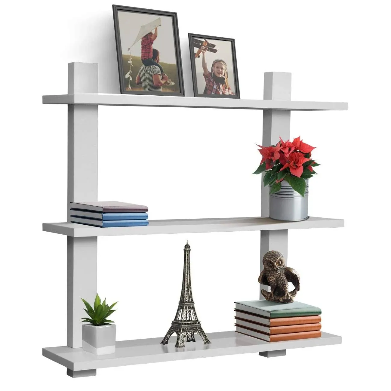 Sorbus Decorative Asymmetric Square Floating Wall Shelf Set of 3 White