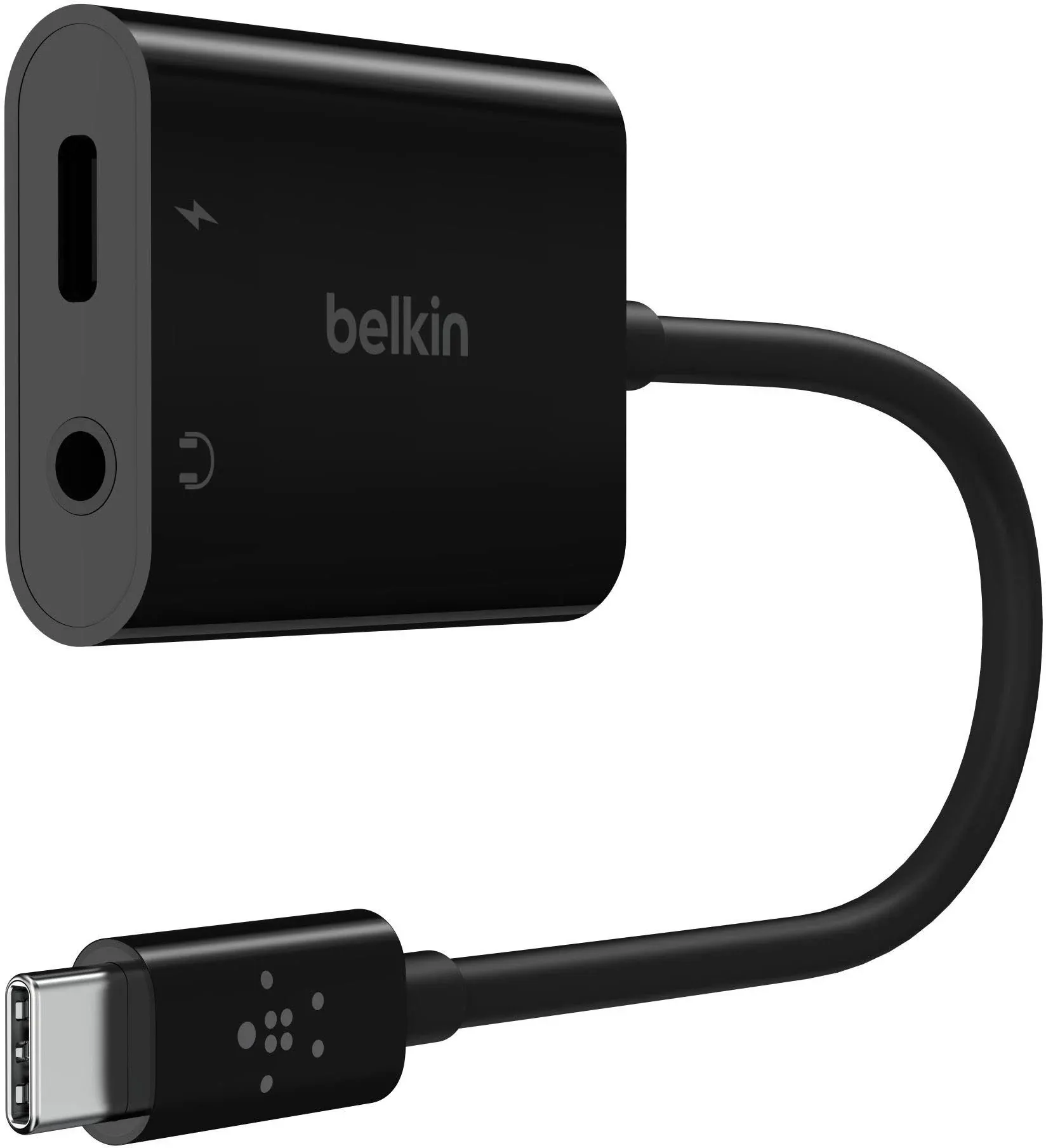 Belkin RockStar USB-C to 3.5mm/Audio Headphone Jack  + USB-C Quick Charge Adapter - Black