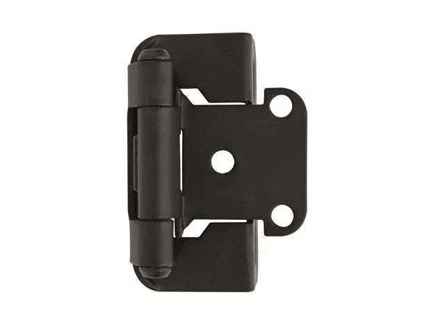 Amerock 1/2 in. (13 mm) Overlay Self-Closing, Partial Wrap Flat Black Hinge (2-Pack)