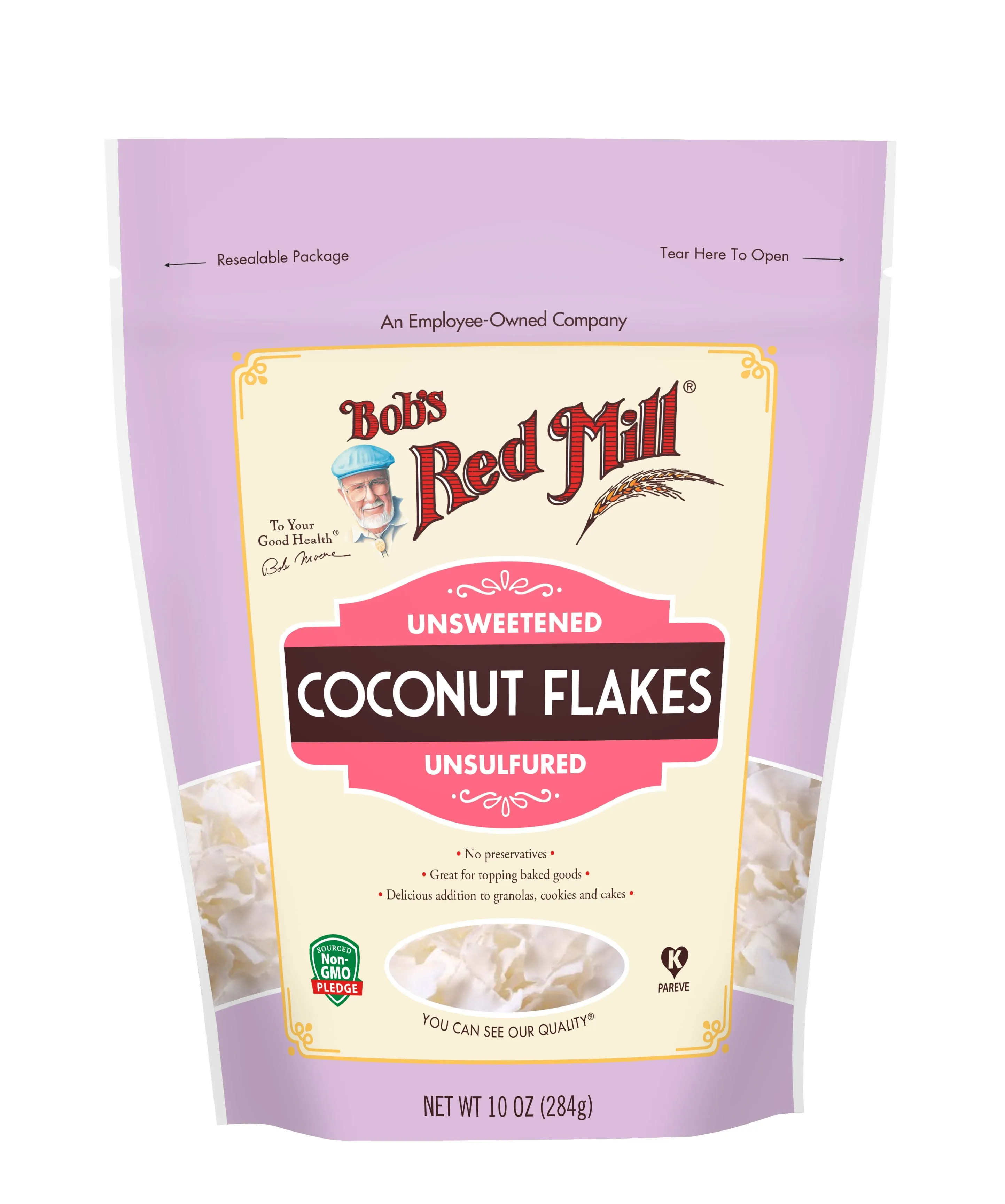 Bobs Red Mill Coconut Flakes, Unsweetened, Unsufured - 10 oz