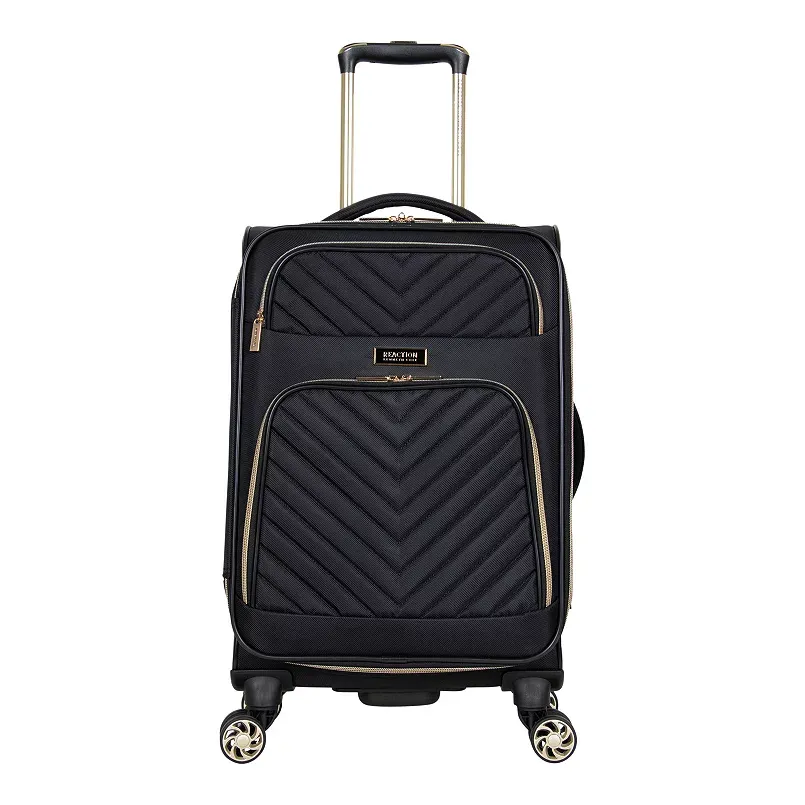 Kenneth Cole Reaction Women's Chelsea 2-Piece 20"/28" Chevron Quilted Softside Expandable 8-Wheel Spinner Luggage Set, Black