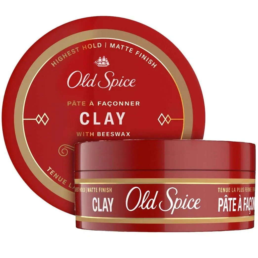 Old Spice Hair Styling Clay for Men with Highest Hold Matte Finish 2.22 Each Twin Pack with New Formula, 4.44 fl oz