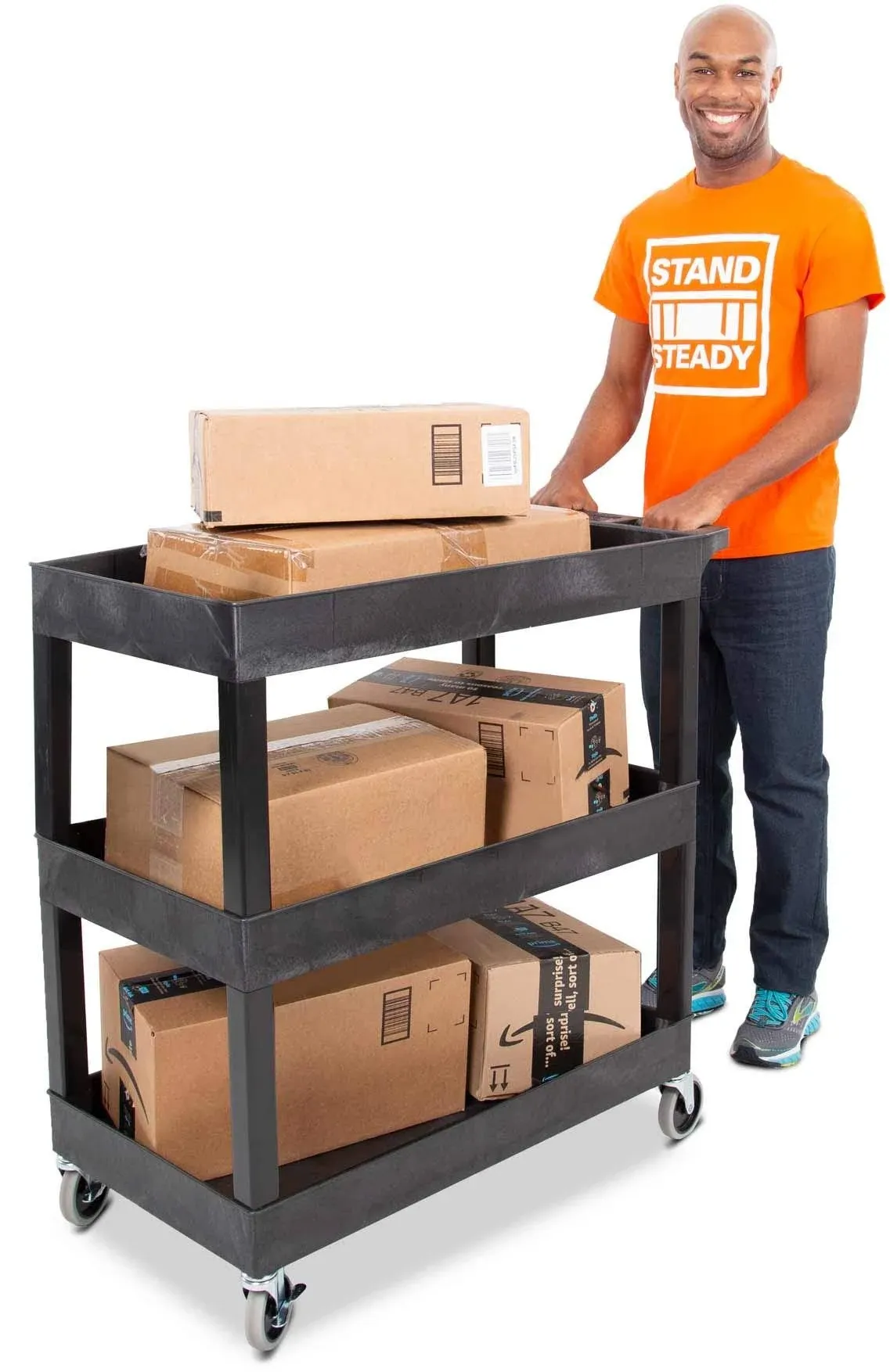 Stand Steady Tubstr 3 Shelf Utility Cart | Heavy Duty Service Cart Supports Up |