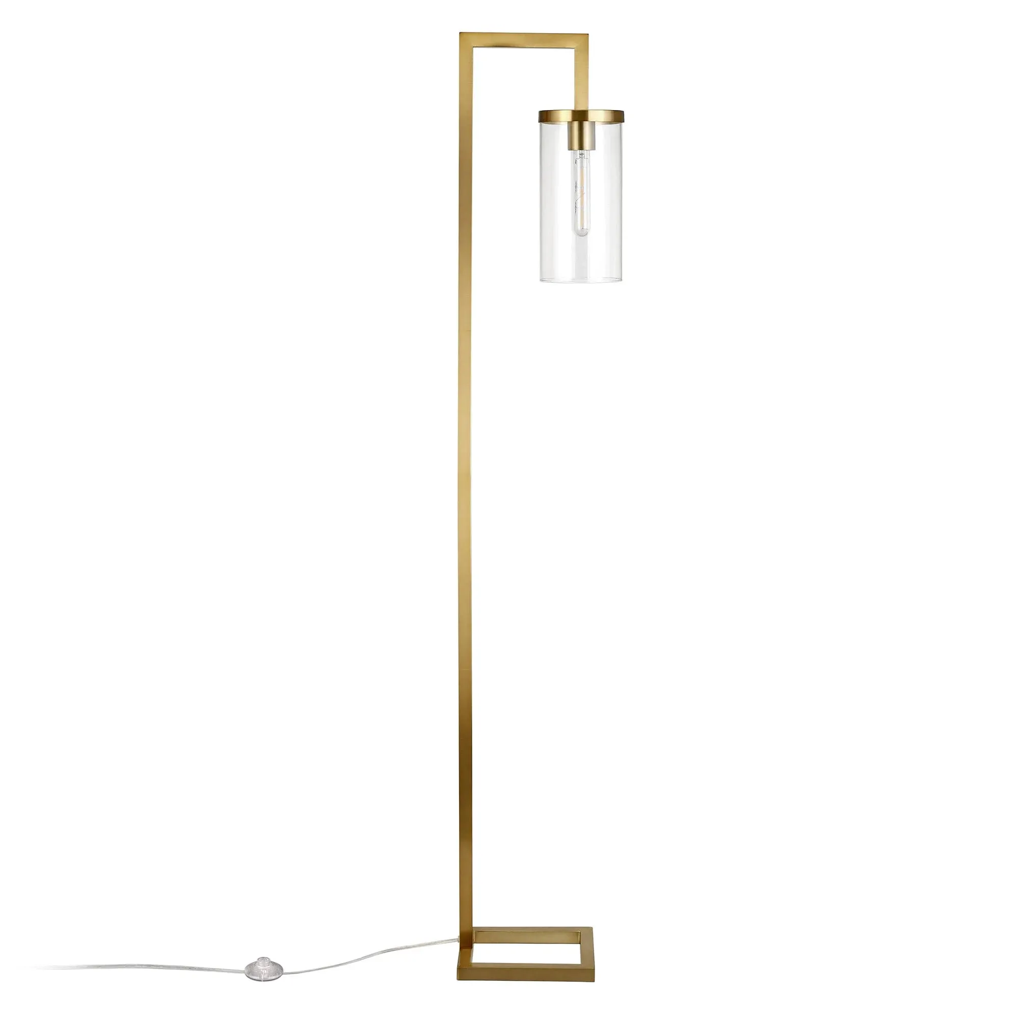 Henn & Hart FL0418 Malva Brass Floor Lamp with Seeded Glass Shade