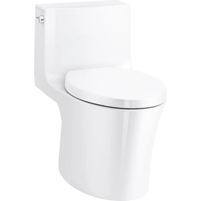 KOHLER Veil One-Piece Skirted Toilet, Dual Flush, Elongated Bowl, Skirted Trapway, White, Slow Close Seat, Seat Included, K-1381-0