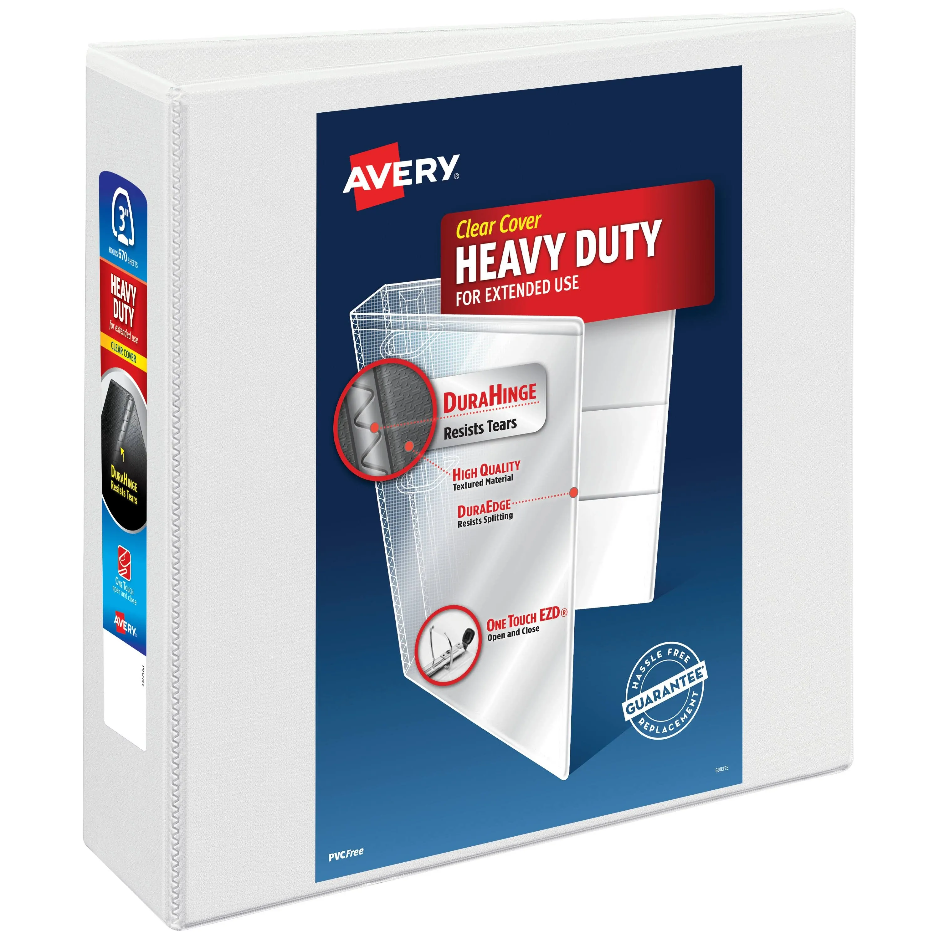 3 in. Avery Heavy-Duty View Binder with One Touch EZD Rings, White