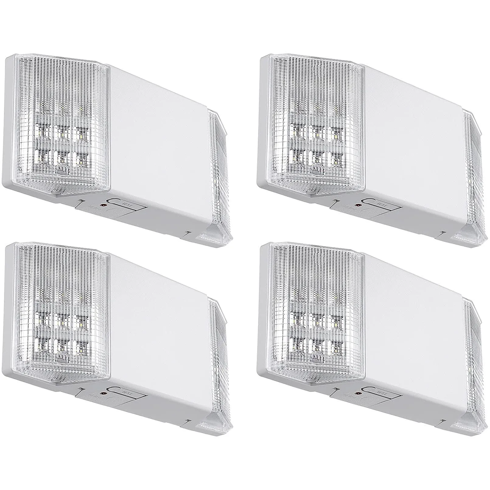 Hardwired Emergency Exit Light Fixtures For Businesses, Two, Pack Of 4.