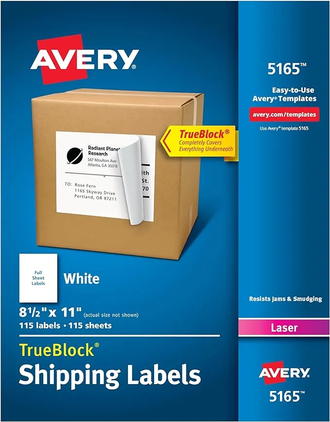 Avery Shipping Labels TrueBlock