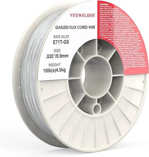 YESWELDER Flux Core Mig Wire, Mild Steel E71TGS .035-Diameter, 10-Pound Strong ABS Plastic Spool Welding Wire