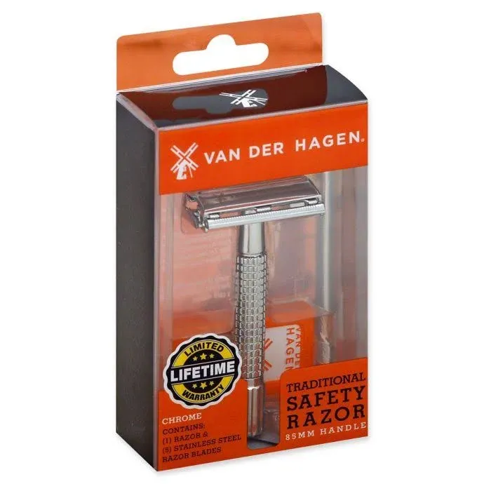 Van Der Hagen Traditional Safety Razor and 5 Razor Blades New