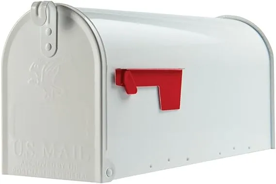 Elite White, Medium, Steel, Post Mount Mailbox