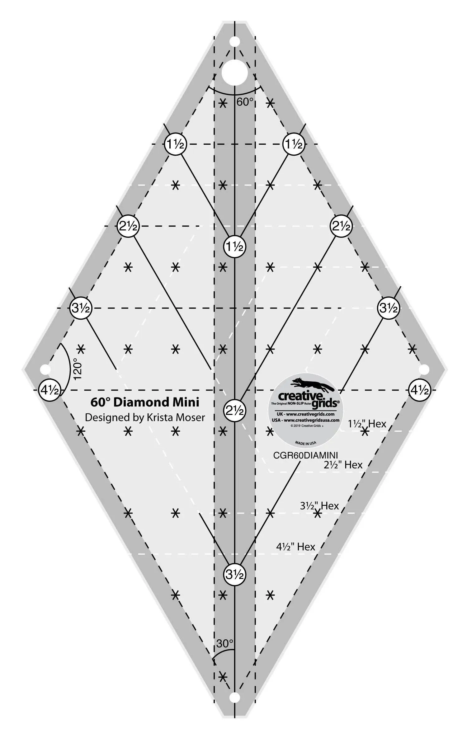 Creative Grids 60 Degree Diamond Ruler