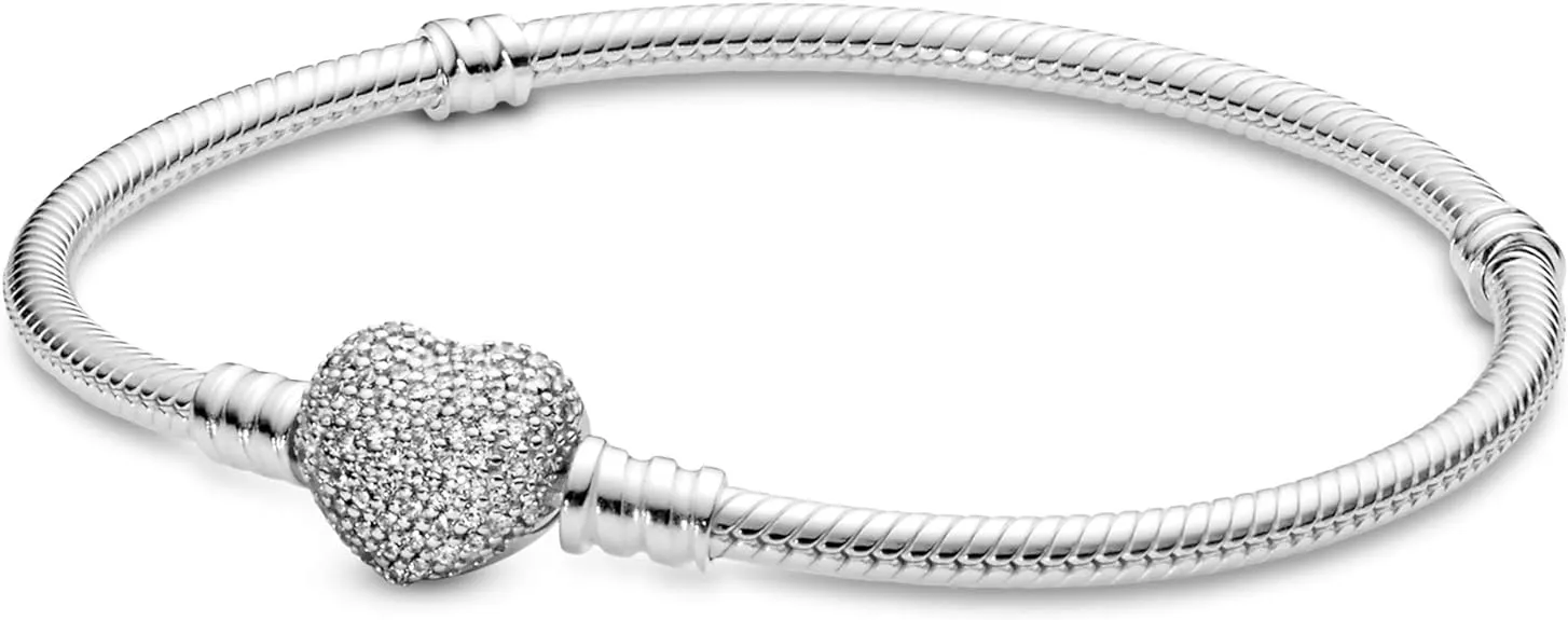 Pandora 590727CZ-19 Pave Heart Silver Bracelet