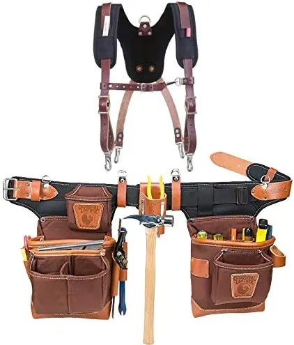 Occidental Leather 9855 Adjust-to-Fit Fat Lip Tool Belt Set Café Bundle w/ 5055 Stronghold Suspension System (2 Pieces)