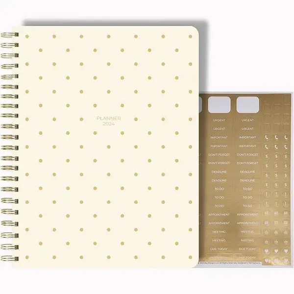 2024 Planner 8.5 x 11-2024 Weekly Planner Spiral Bound Hard Cover - Cream with ...