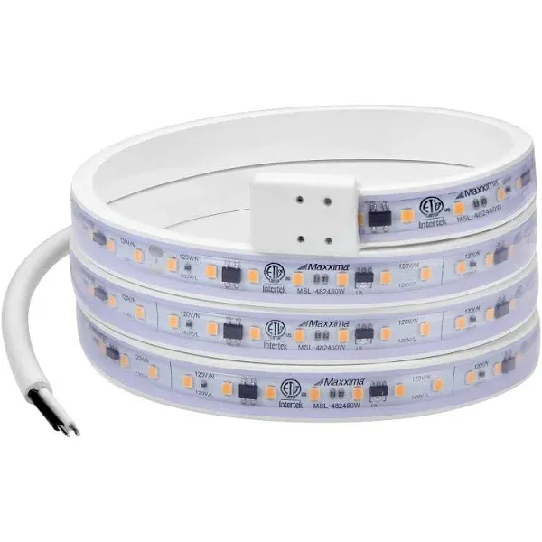 Maxxima 48 in. LED Under Cabinet Strip Light, Hardwired, 1840 Lumens, 3000K Warm White, 120V