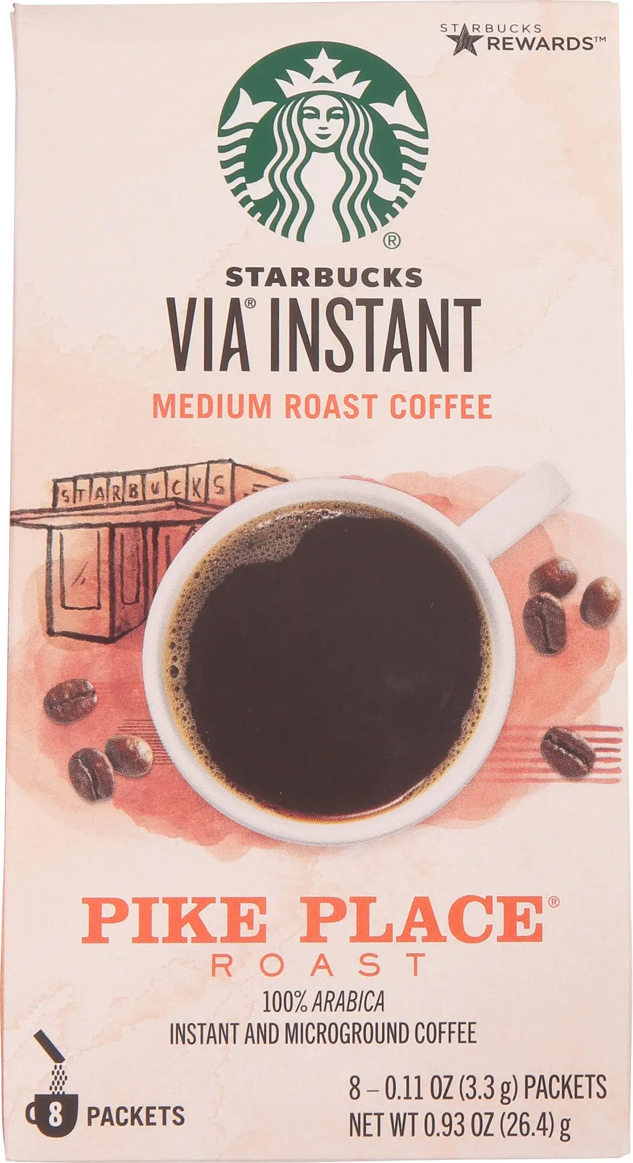 Starbucks Via Instant Pike Place Medium Roast Coffee (0.11 oz, 8 ct)