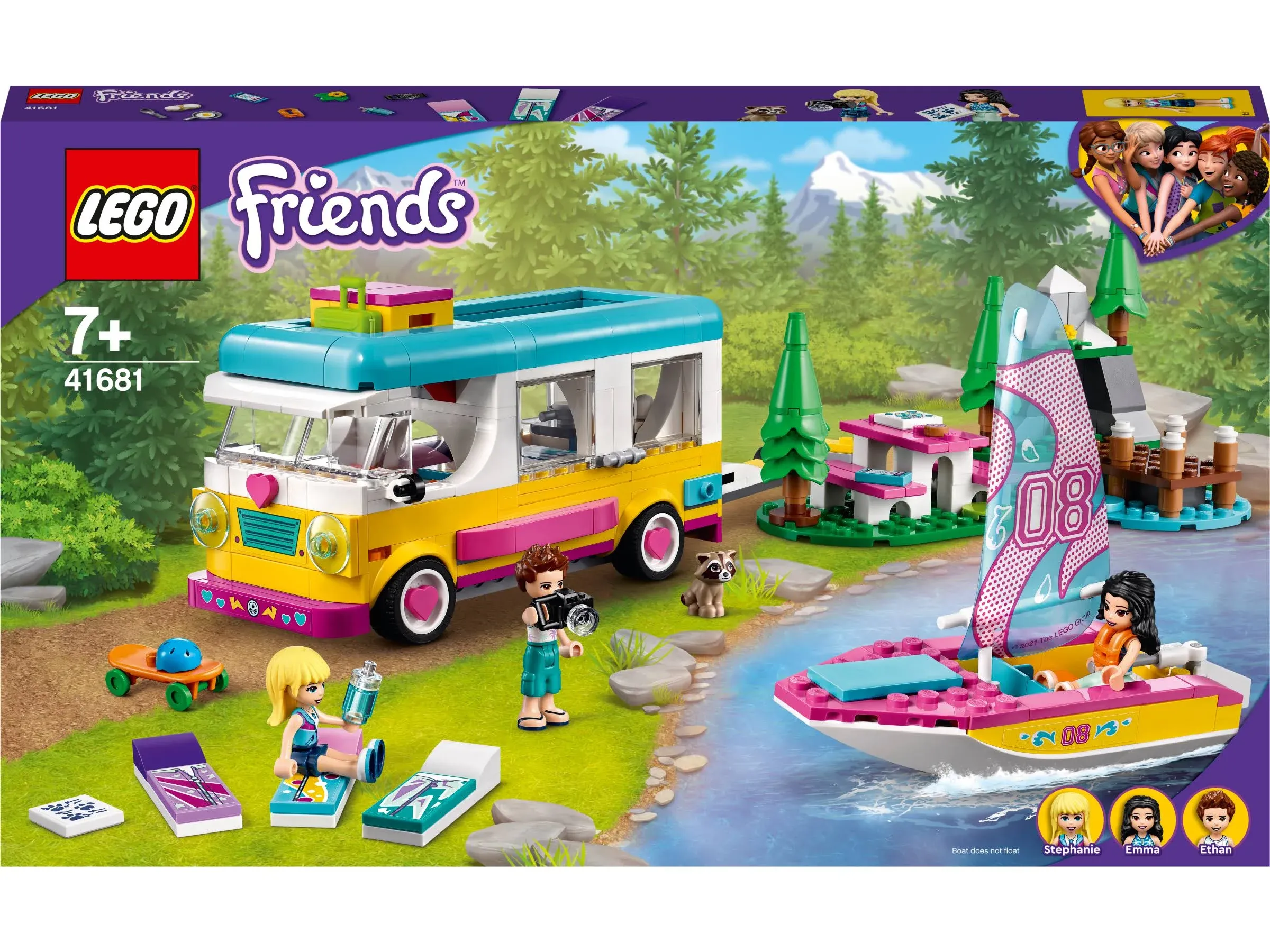 LEGO Friends Forest Camper Van and Sailboat 41681 Building Kit; Forest Toy; New 2021 (487 Pieces)