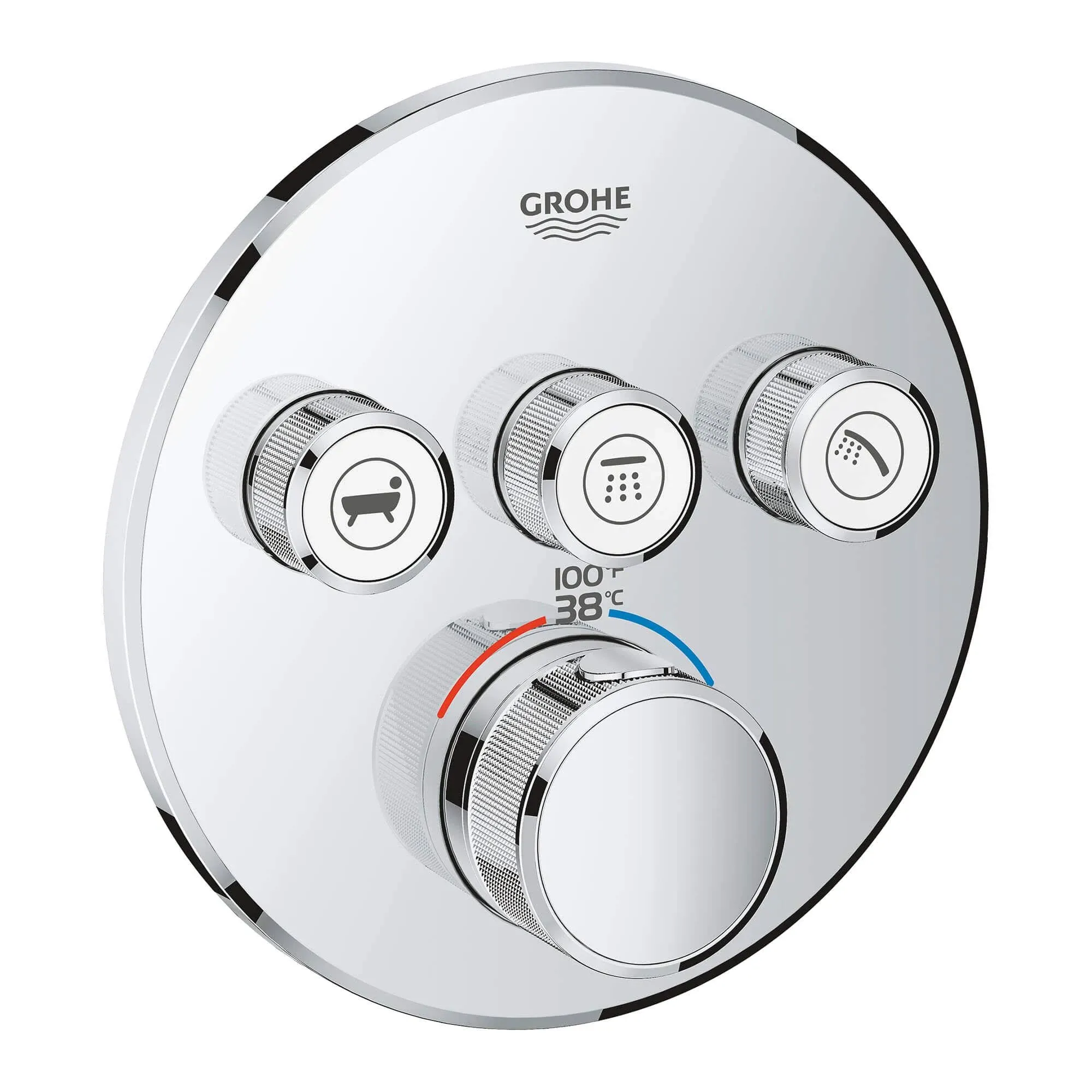 Grohe 29138000 Grohtherm Chrome Triple Function Thermostatic Valve Trim