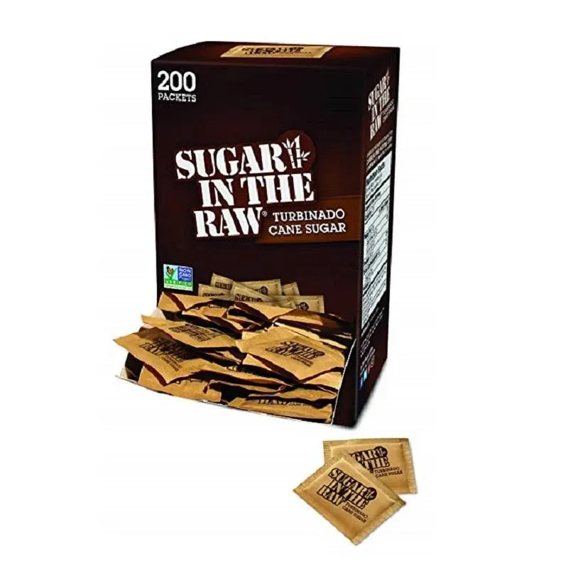 Sugar in The Raw Unrefined Sugar Made from Sugar Cane, 200 Packets/Box