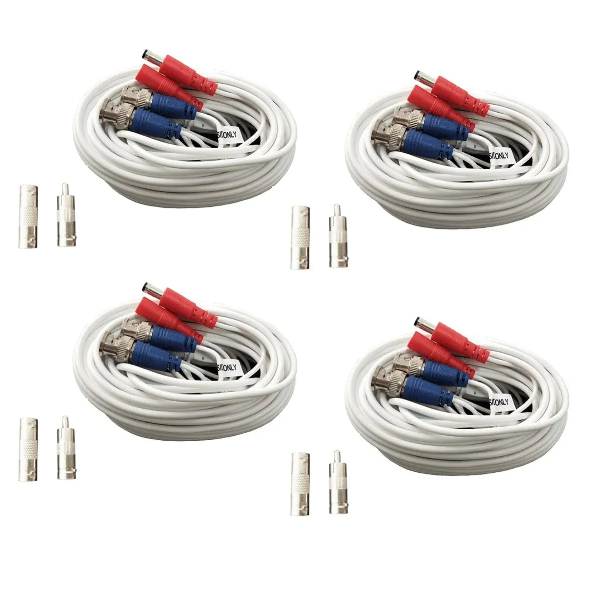 4 Pack 100ft All-in-One Video Power Cables, Security Camera Cable BNC Extension Surveillance Wire Cord for CCTV Security DVR System Installation