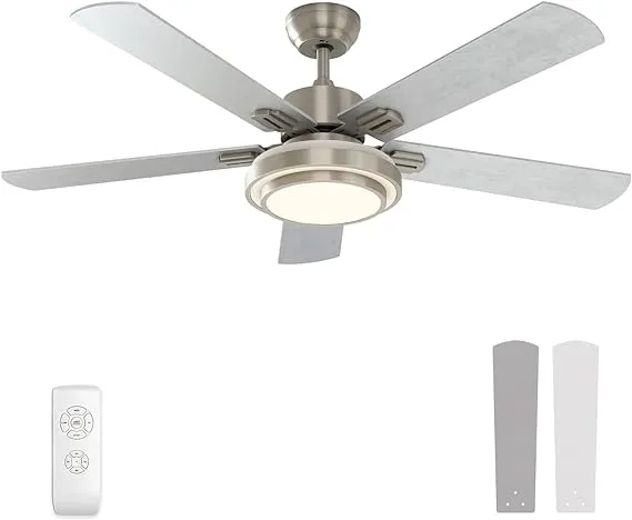 warmiplanet Ceiling Fan with Lights Remote Control, 52 Inch, Black (4-Blades)