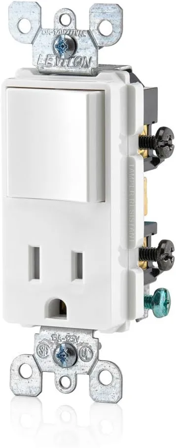 Leviton T5625-W Decora Combination Switch and Tamper-Resistant Receptacle, White